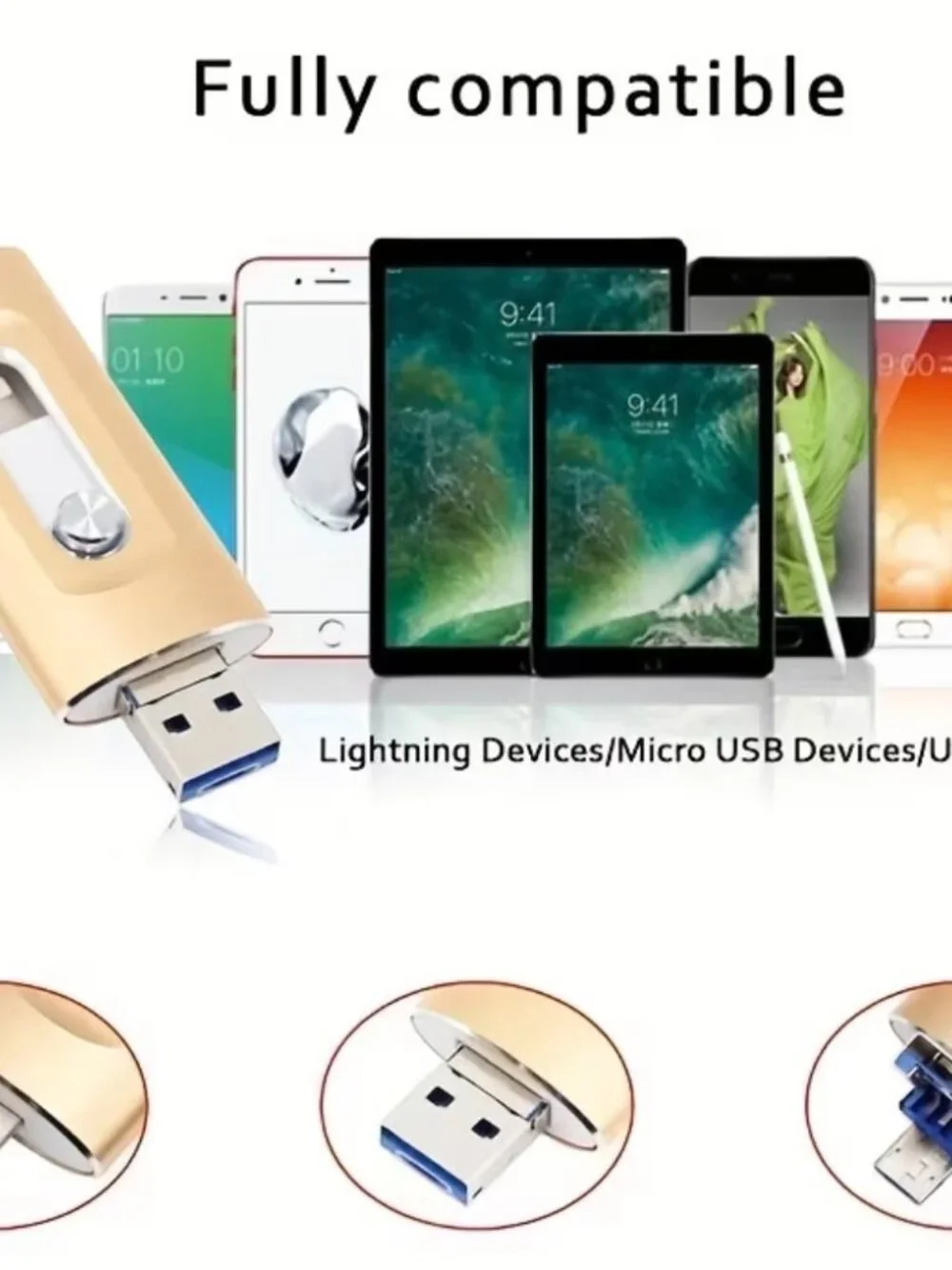 128GB Pink 3‑in‑1 Flash Drive – iPhone, Android & Windows Compatible